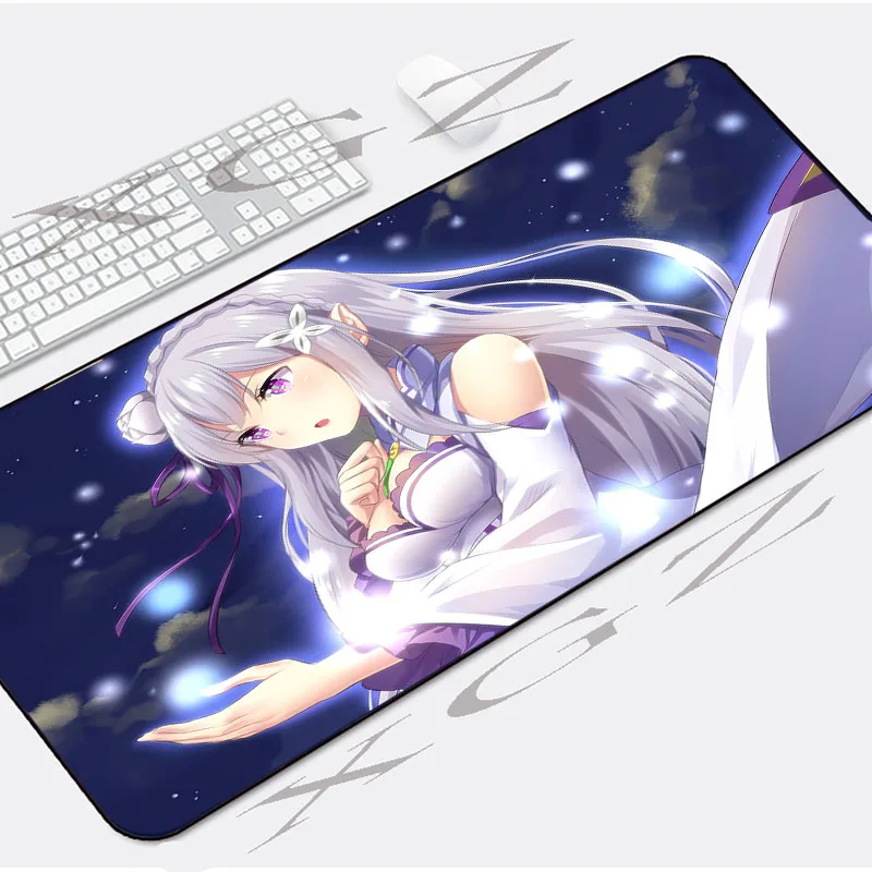 XGZ Big Eyes Sexy Anime White Dress Girl Black Locking Edge Mousepad Game Non-slip Mouse Pad Desk  CS GO / Work