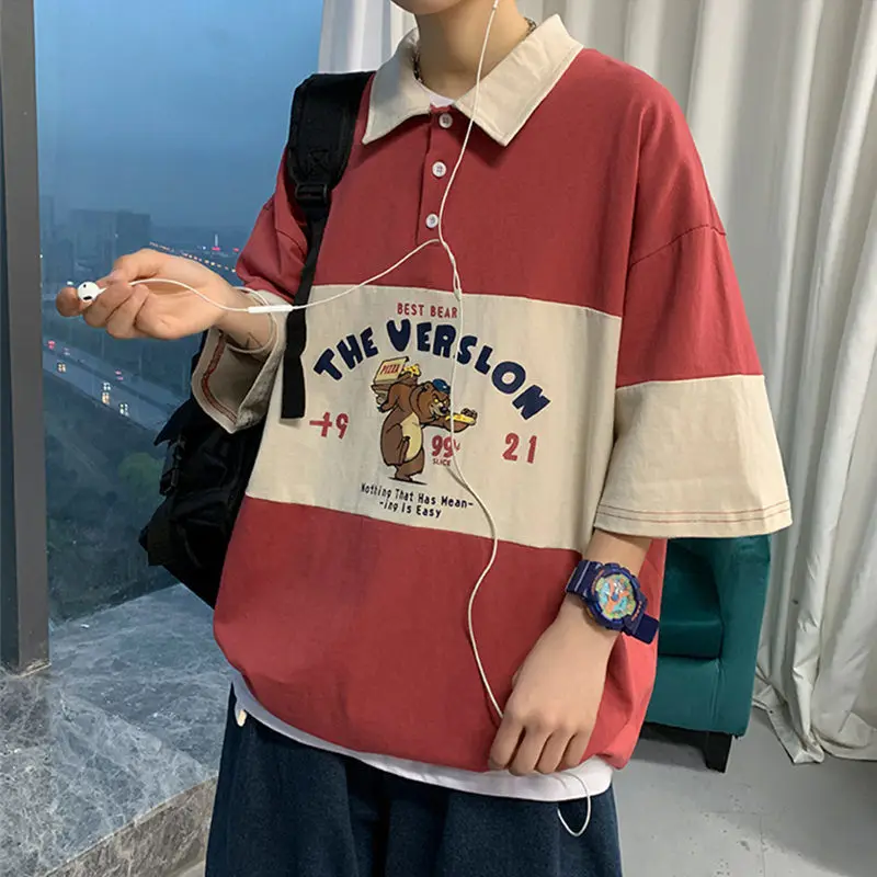 

2021 new summer polo shirt male trend Korean version of the original style students match short-sleeved T-shirt cotton loose cou