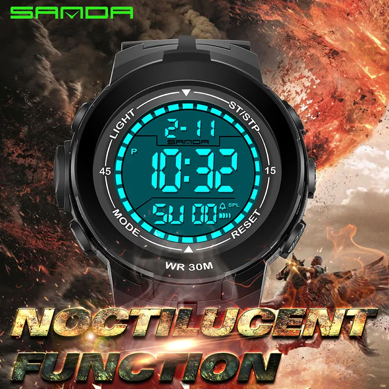 SANDA 340 модные спортивные цифровые часы для улицы практичные многофункциональные