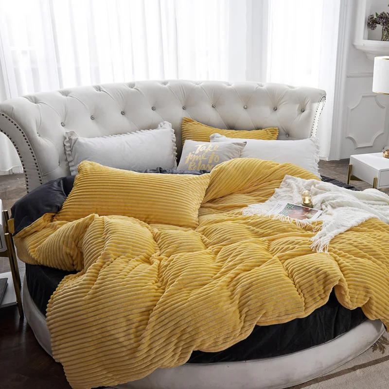 4 шт./компл. комплект одежды из бархата круглая кровать наволочка пододеяльник