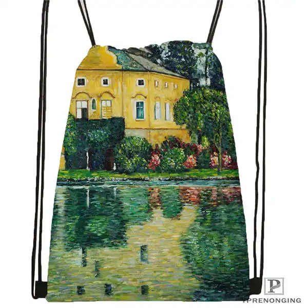 Custom gustav_klimt _ походная сумка на шнурке милый рюкзак для детей (черная спинка) 31x40 см
