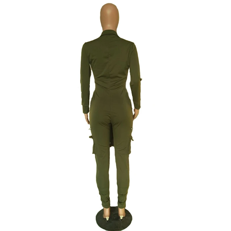 

TNNAOFF Trendy Bandage Bodycon Romper for Women Solid Zip Long Sleeve One Piece Outfits Sexy Streetwear Club Overalls Jumpsuits