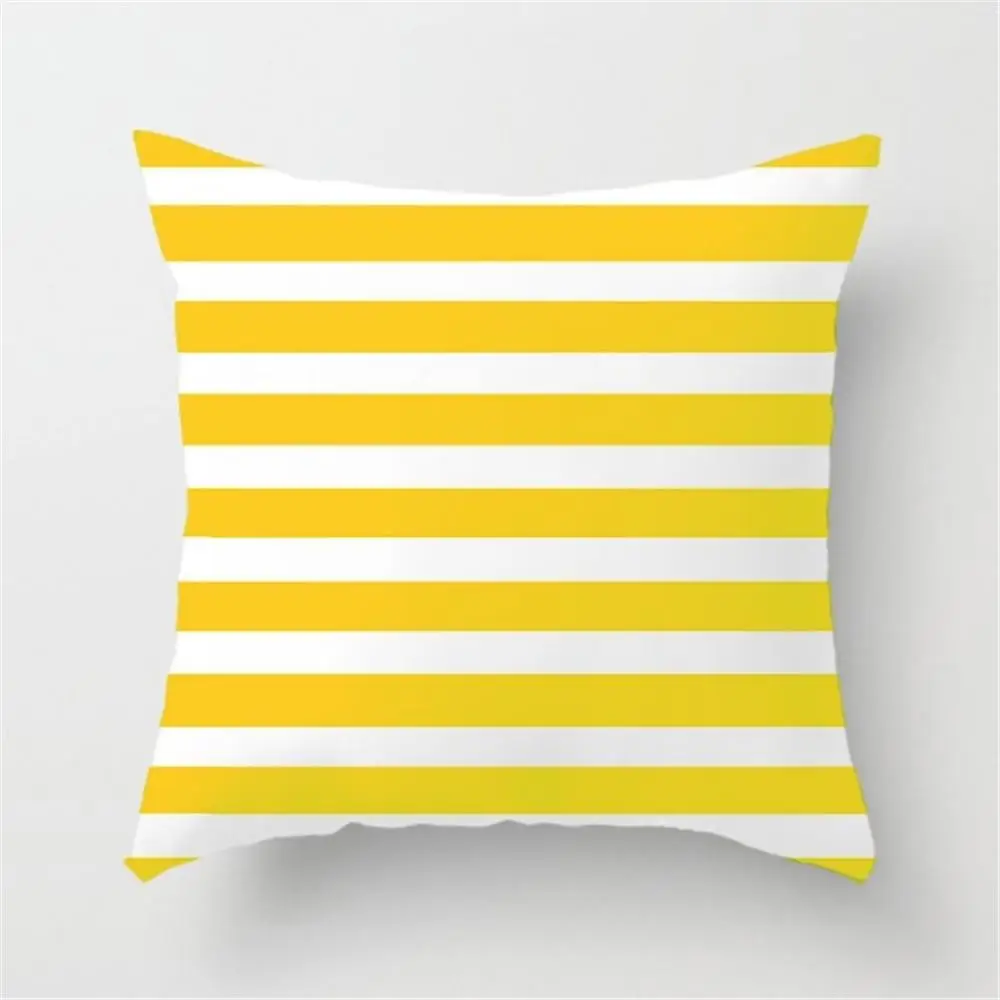 Мягкий чехол для подушки современный желтый серый с геометрическим принтом в