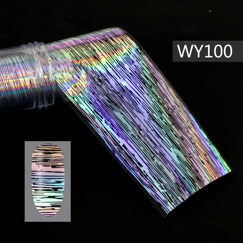 WY100 Foils Sticker 28 узоров голографические лазерные ногтевые переводные наклейки из фольги пламенный цветок Единорог Переводные картинки для ногтей украшения для дизайна ногтей - Цвет: WY100 Foils Sticker
