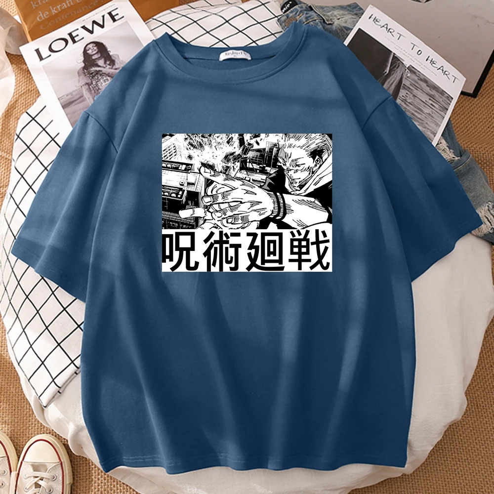 

Jujutsu кайсен футболка с принтом женские круглая горловина 2021 повседневные топы, футболки с короткими рукавами, плюс S-XXXL модные женские туфли ...