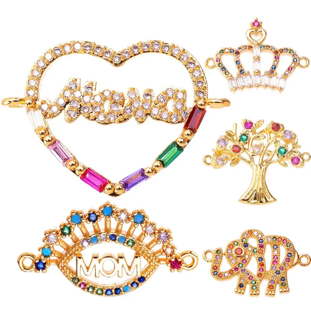 

Charm rainbow cubic zirconia gold jewelry connector accessories for DIY bracelet making jewelry wholesale jewelry findings