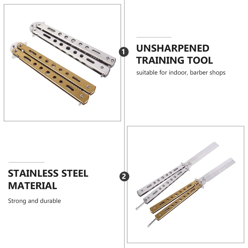 

2Pcs Butterflies Combs Stainless Steel Folding Training Combs for Sports Outdoor