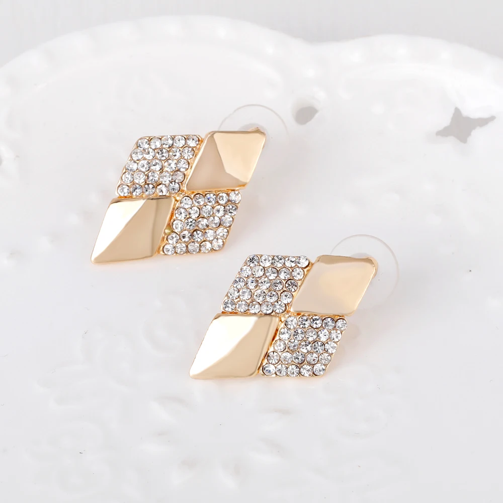 Ожерелье и серьги для женщин девушек комплект модных украшений золотого цвета с