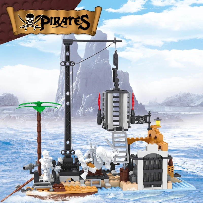 

AUSINI Sea Prison Fortress Building Block Castle Model Toys for Boy Creative Pirate Ship Bricks Children Mini Soldier Figure Toy