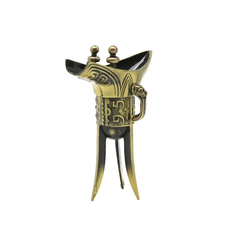 Старинные металлические стаканы с тремя ногами большие Украшенные винтажные