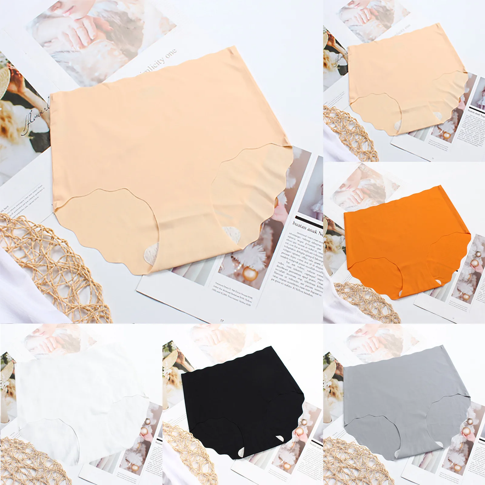 

One Piece Ice Silk Seamless Women's Underwear Lace Cotton Crotch Underwear Women's Shorts Lingerie Femme Shorts Tangas Mujer