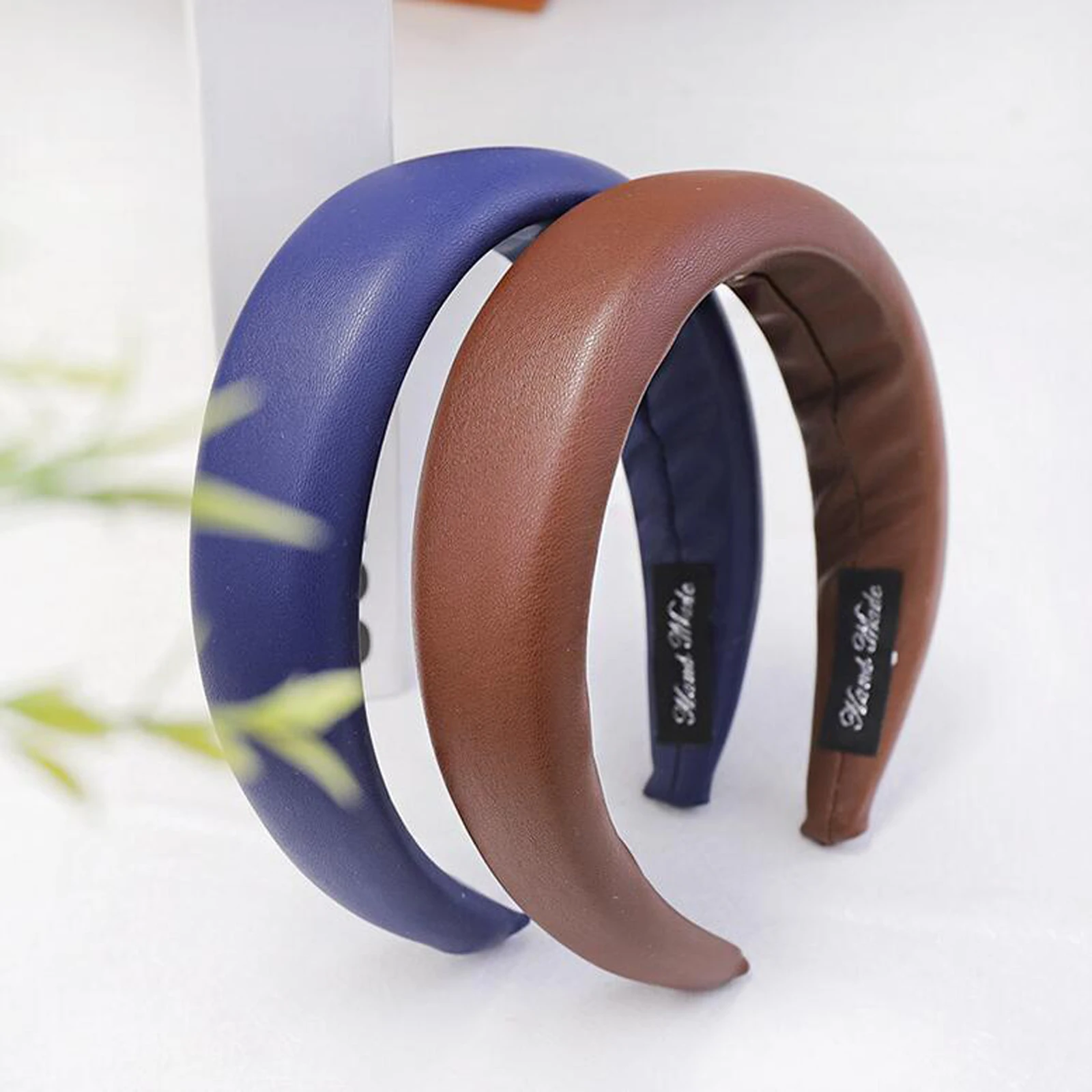 Новая толстая губка оголовье гладкая искусственная кожа Hairband для женщин твердая Осенняя лента для волос широкий тюрбан Украшения для волос оптом