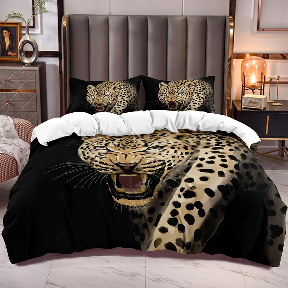 

Duvet Cover Bedding Sets Twin Size with Cheetah Print for Kids Teens with 1 Pillowshame Animal Theme Beeding Comforter Cover