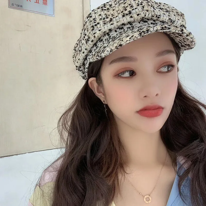 Новинка 2019 женские шапки твидовые клетчатые кепки газетчика кепка с плоским