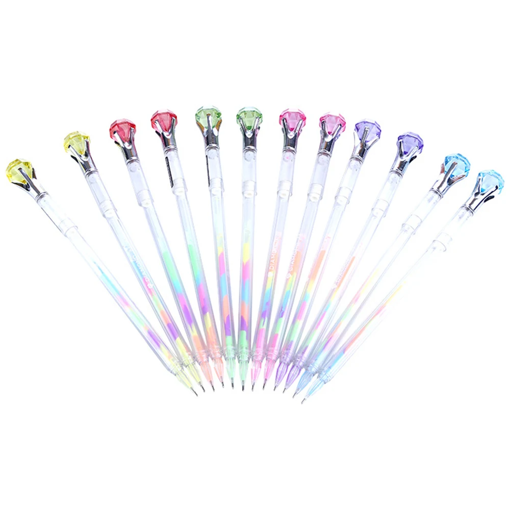 

2pcs Creative Fantasy Rainbow Pen 6 Color Ink Diamond Head Gel Pen Water Chalk Fluorescent Marker Pen DIY Scrapbooking Tool