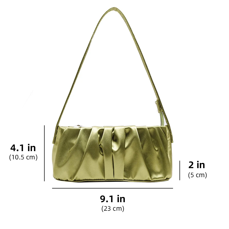 

Fashion Luxury Baguette Women's Bag Solid Trend Simple Women's Shoulder Bag Folds Zipper Female Bags New Bags For Women 2021