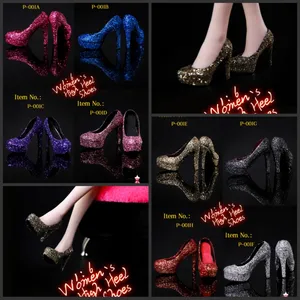 Mnotht mini times toys 16 обувь на высоком каблуке с блестками и кристаллами для 12 дюймов женская модель фигурки аксессуары для фигурок