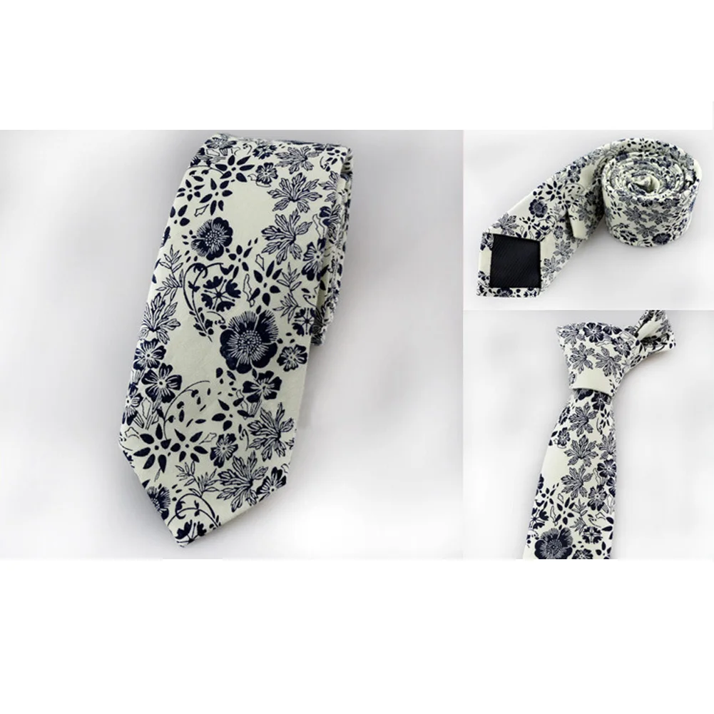 

New 6cm Fashion Casual Men Floral Print Tie Suit Skinny Ties Slim Cotton Neck Tie Necktie