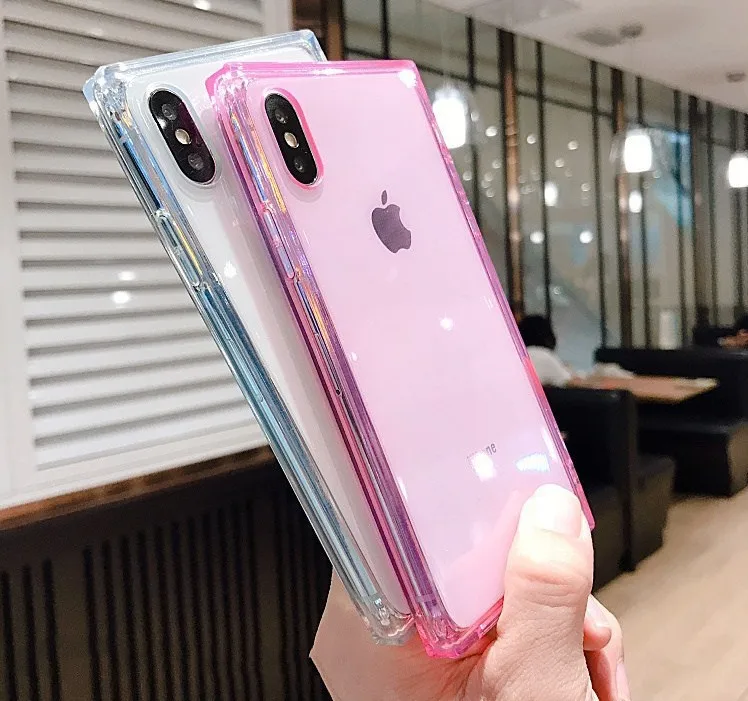 Квадратный чехол для телефона iPhone 11 Pro прозрачный силиконовый мягкий из ТПУ XS Max XR