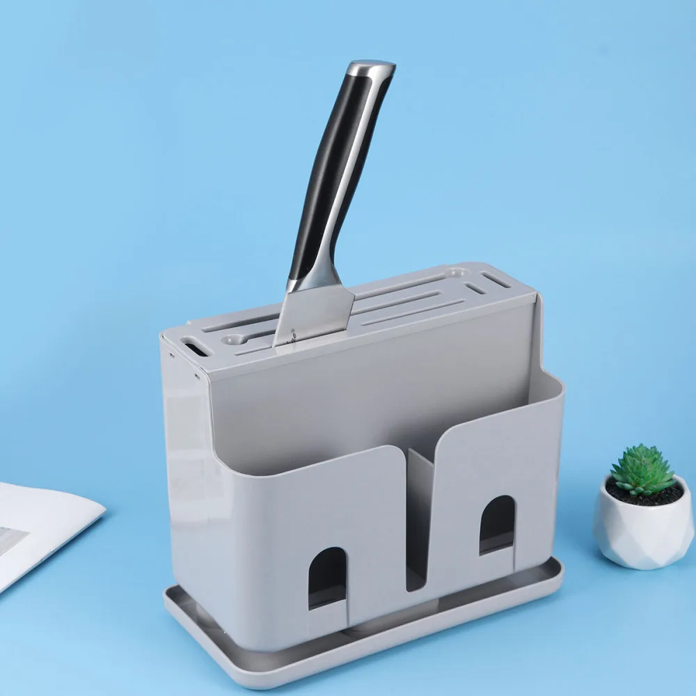 

Kitchen Cutter Storage Rack Creative Multifunctional Cutter Tableware Holder Storage Organizer (Grey)
