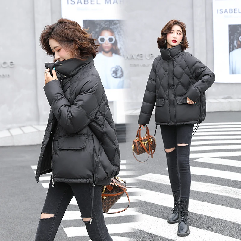 

Down Padded Jacket Women's Short 2021 New Style Korean Fashion Bread Jacket Loose Thickening Ladies Padded Jacket Winter