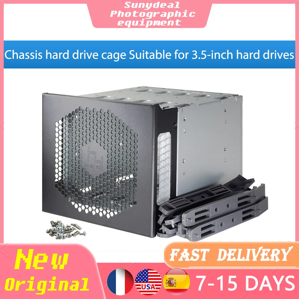 

5.25in to 5X 3.5in SATA SAS HDD Hard Drive Cage Adapter Tray Rack For 3x 5.25" CD-ROM Slot Internal External PC With Fan Space