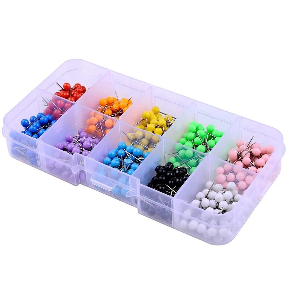 

600 PCS Multi-Color Push Pins Map Tacks for Bulletin Board, Fabric Marking