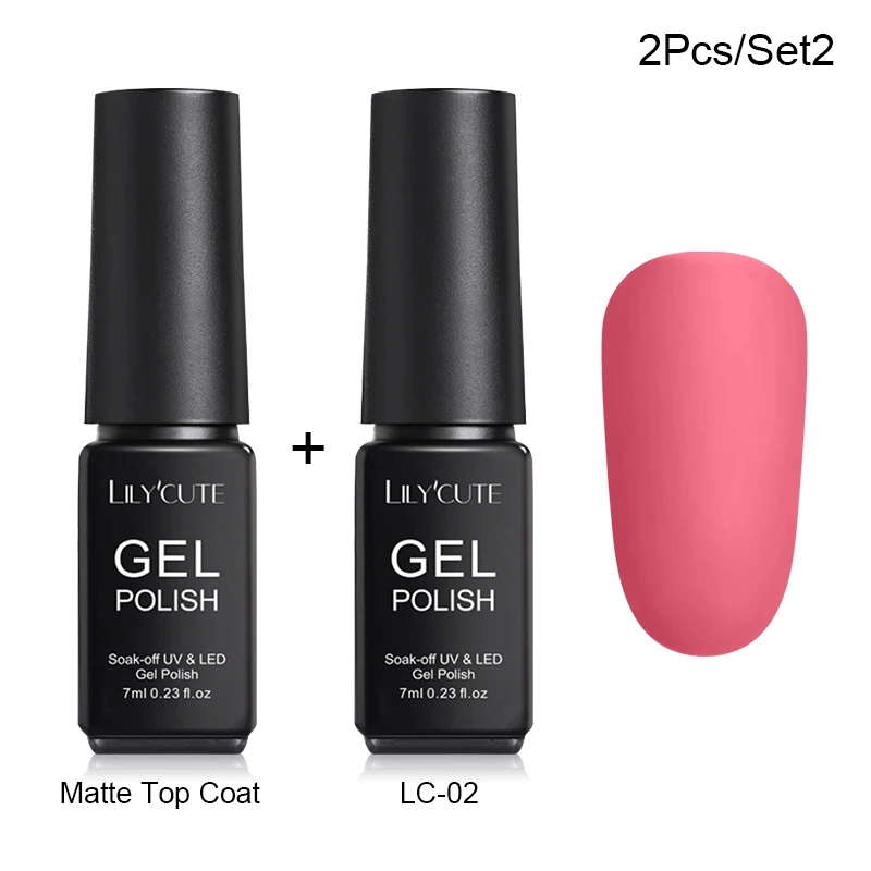 2 Pcs 2 LILYCUTE Матовый УФ-гель для ногтей матовый верхний слой цвет УФ гель для ногтей лак Гибридный впитывающий гель лак маникюрный гель лак - Цвет: 2 Pcs 2