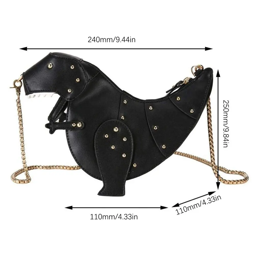 

Dinosaur Shape Pu Leather Cosmetic Bag Handbags Animal Storage Shoulder Bag Mini Satchel Gift For Girls