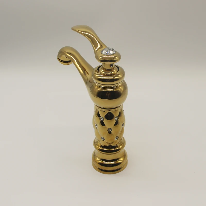 Классический Латунный кран для раковины с золотым бриллиантом одним отверстием