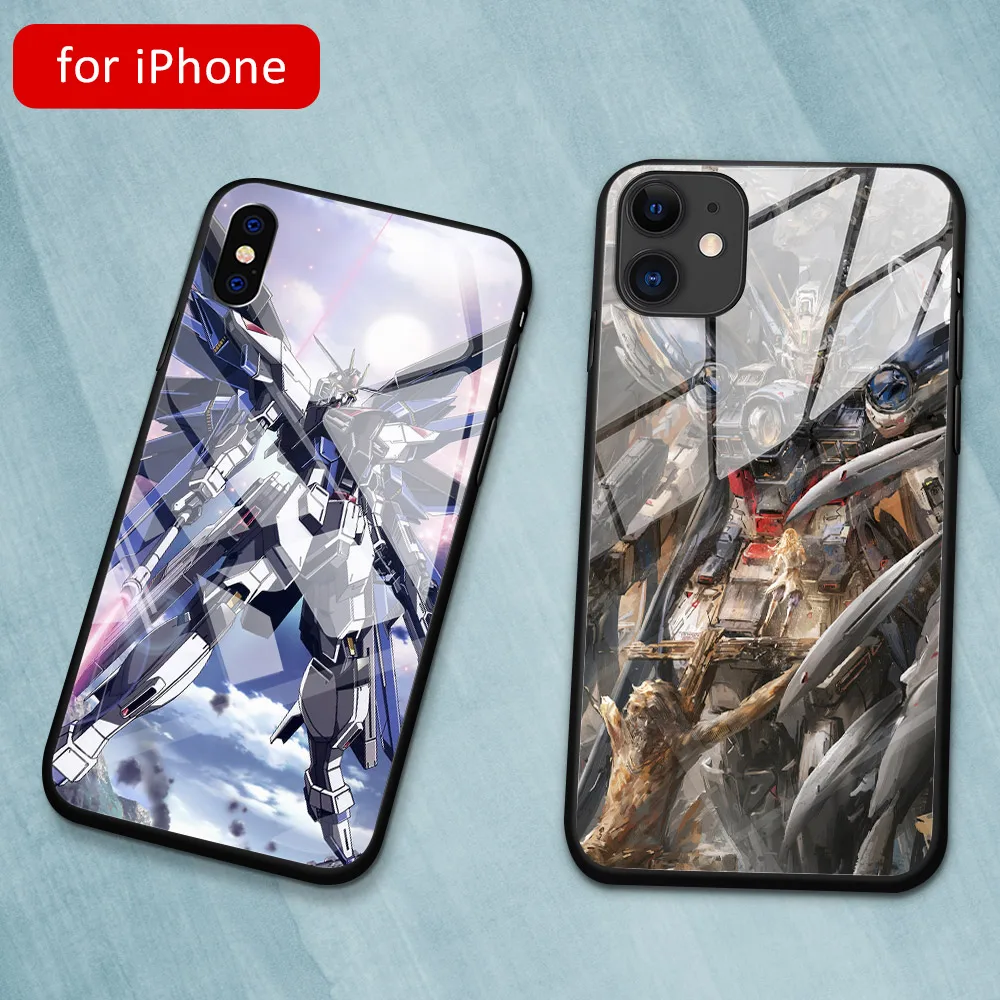 MimoseCase для Iphone 7 8 Plus чехол с Аниме Gundam Glasss 6 6s plus x xs xr max стеклянная задняя крышка
