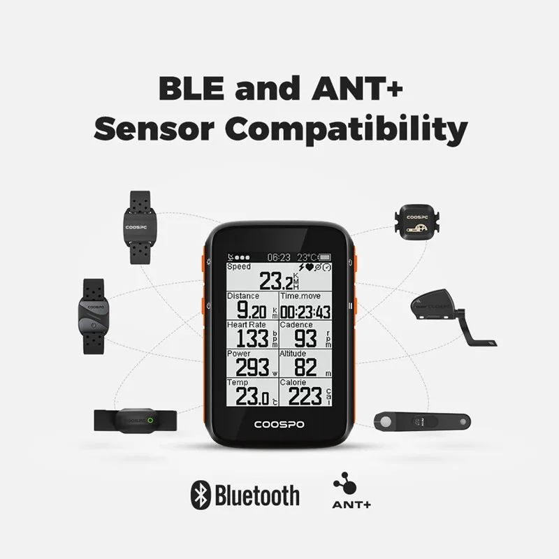 Велокомпьютер Coospo BC200 GPS 2 4 дюйма ANT + Bluetooth 5 0 спидометр одометр многоязычные