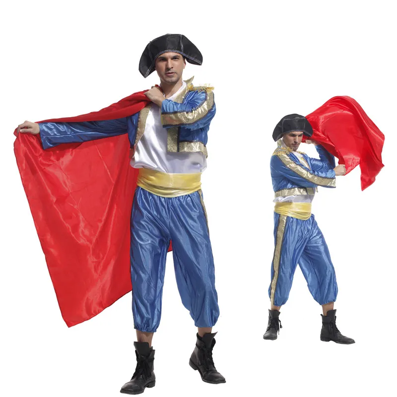 

Men Halloween Spain matador Costume Adult Spanish bullfighter Cosplay Carnival Purim parade Stage play Nightclub Bar Party dress