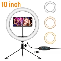 10 inch led ring light with tripod selfie ring lighting photography ring lamp for live video youtube makeup