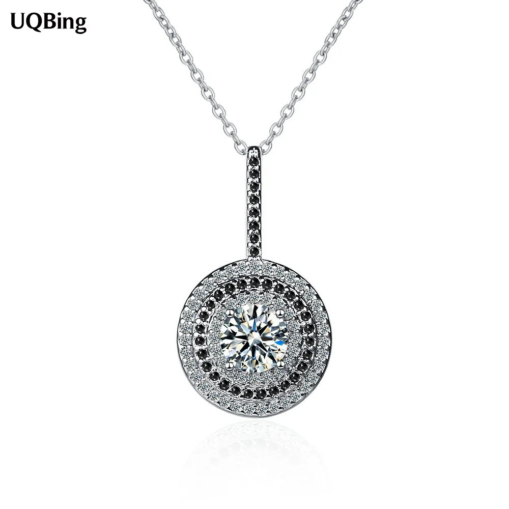 

925 стандартное серебряное круглое прозрачное черное циркониевое свадебное ожерелье с подвеской для женщин Женские Ювелирные изделия Подар...