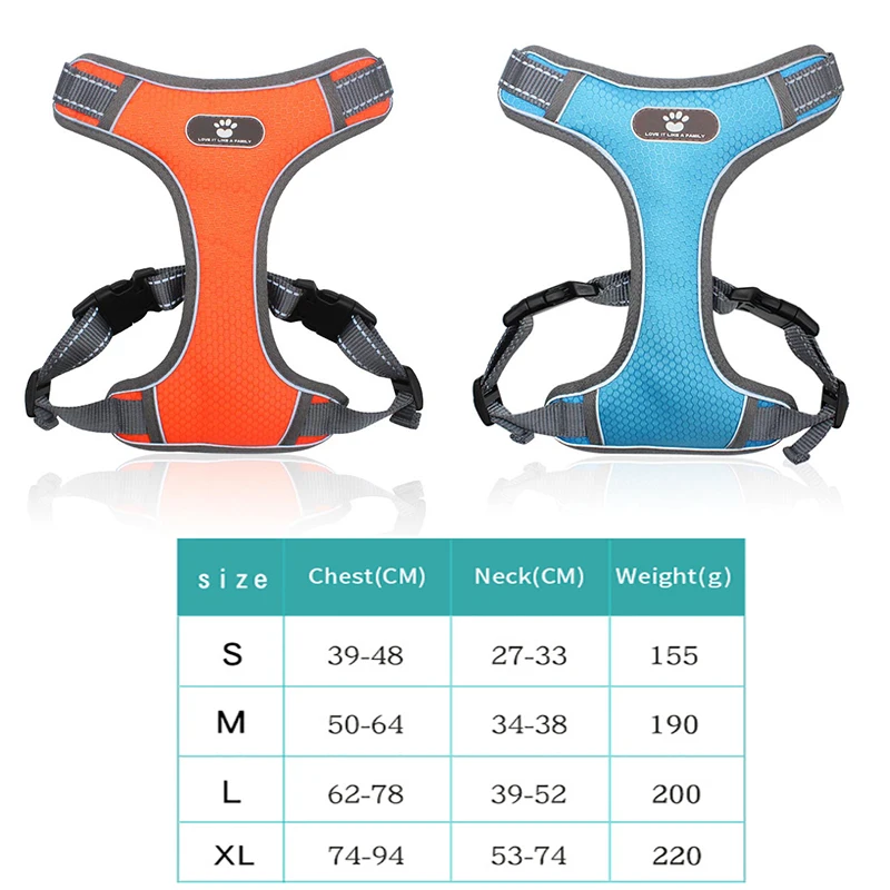 

Pet Dog Harness Vest Reflective Adjustable Breathable Mesh Pet Harnesses Outdoor Safety Training Waking for Small Large Dogs Cat