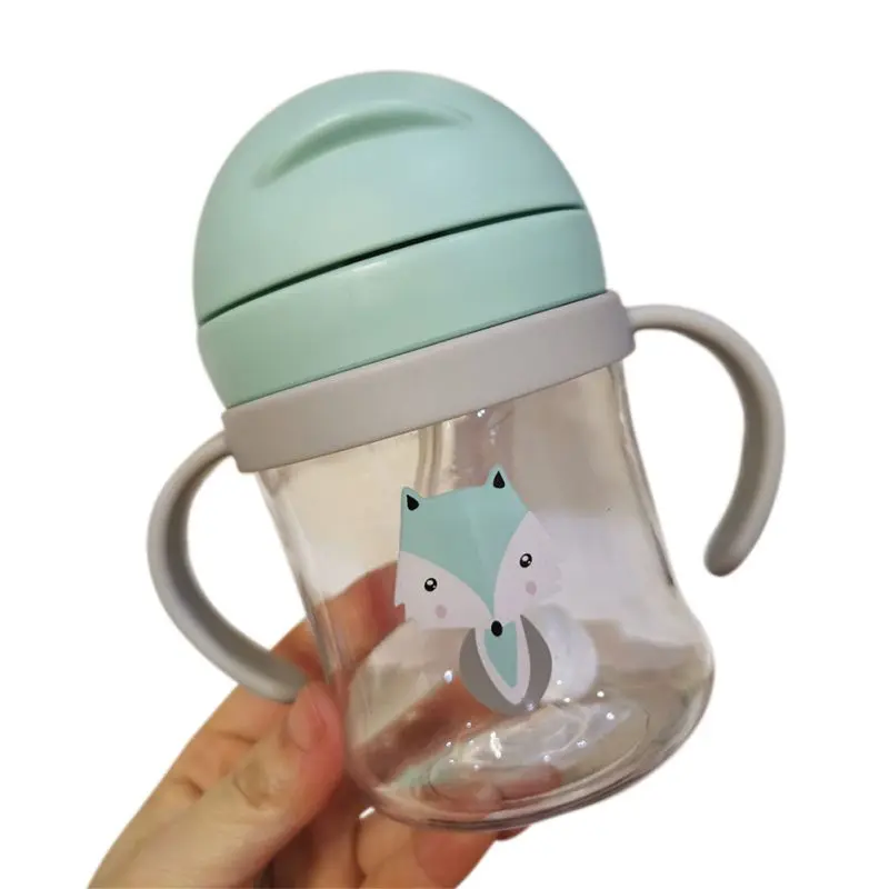 

New Style Cartoon Infant Scale Straw Cup Anti-choking Baby Handle Resistant Falling Water Bottle Ball Learning Drink Cup 300ml