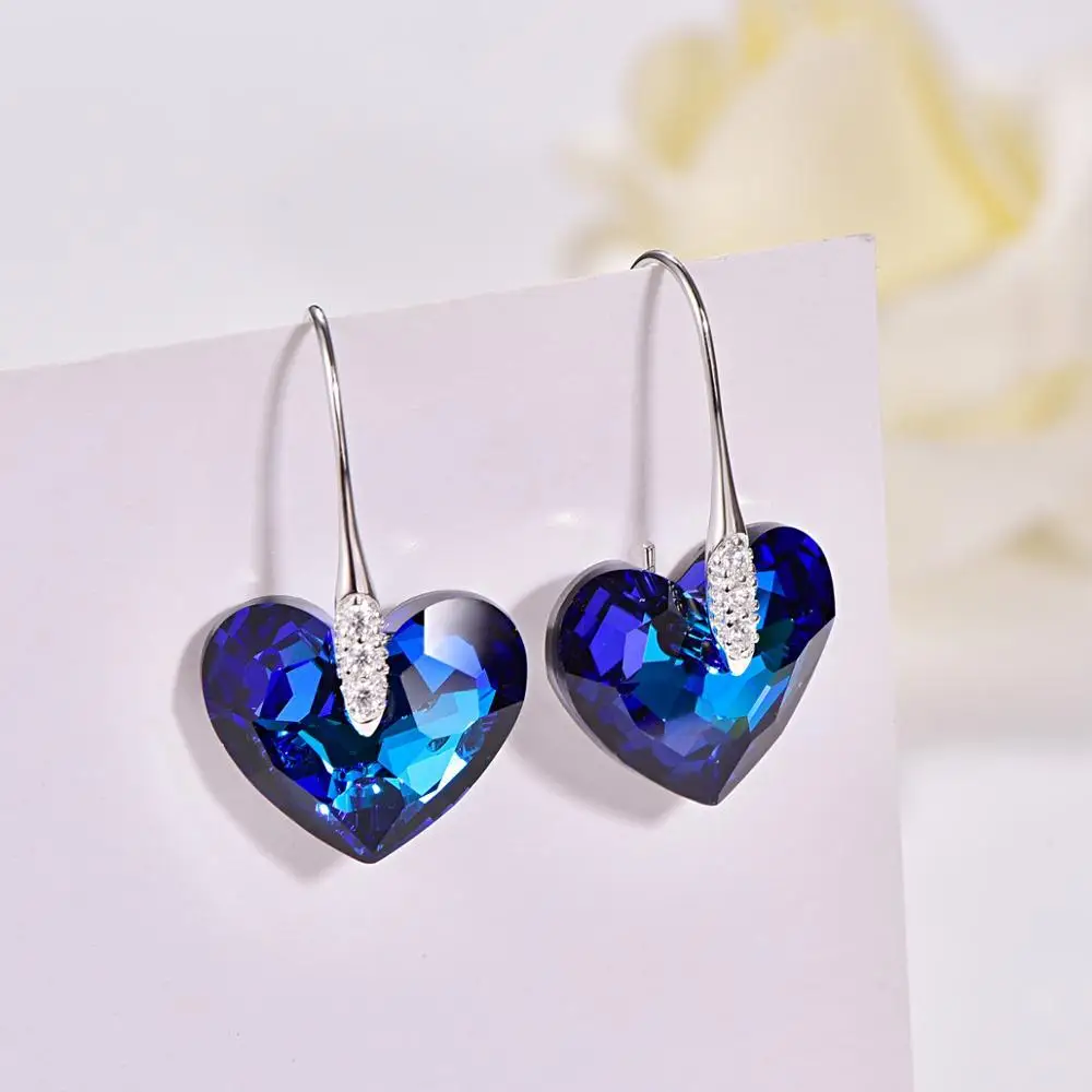 Кристаллы от Swarovski Love подвесное сердечко серьги для женщин Новая мода