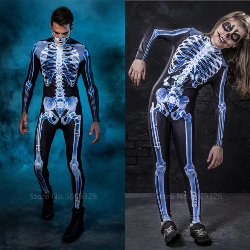 Новинка 2020 страшный костюм на Хэллоуин с черепом для детей скелет взрослых всей
