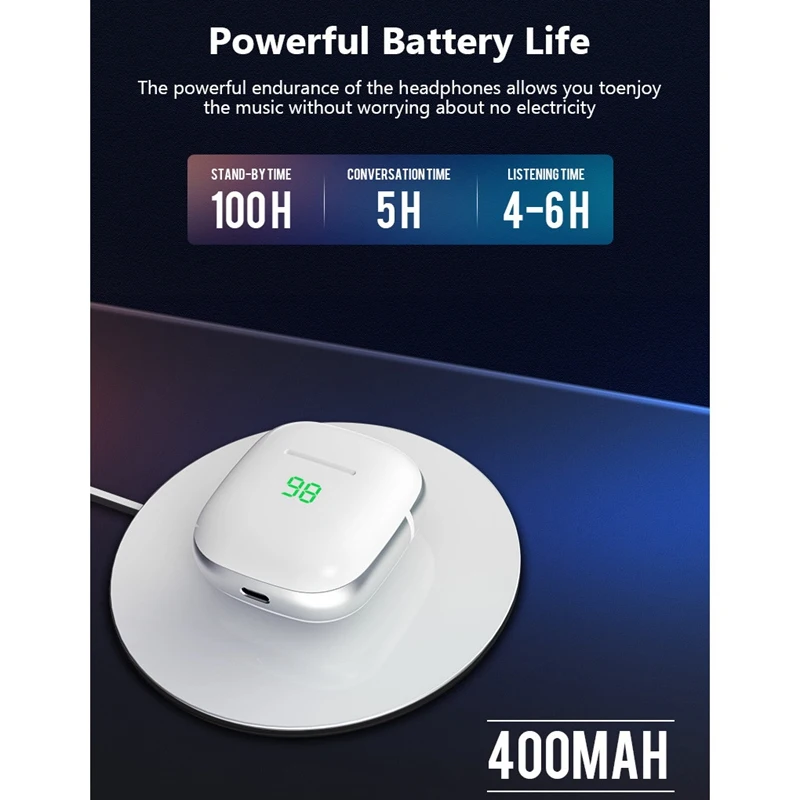 

Wireless Earbuds K6 Earphones with Wireless Charger Type-C HiFi Earbuds 5.0 Bluetooth Earphones for Fitness Sports Gym