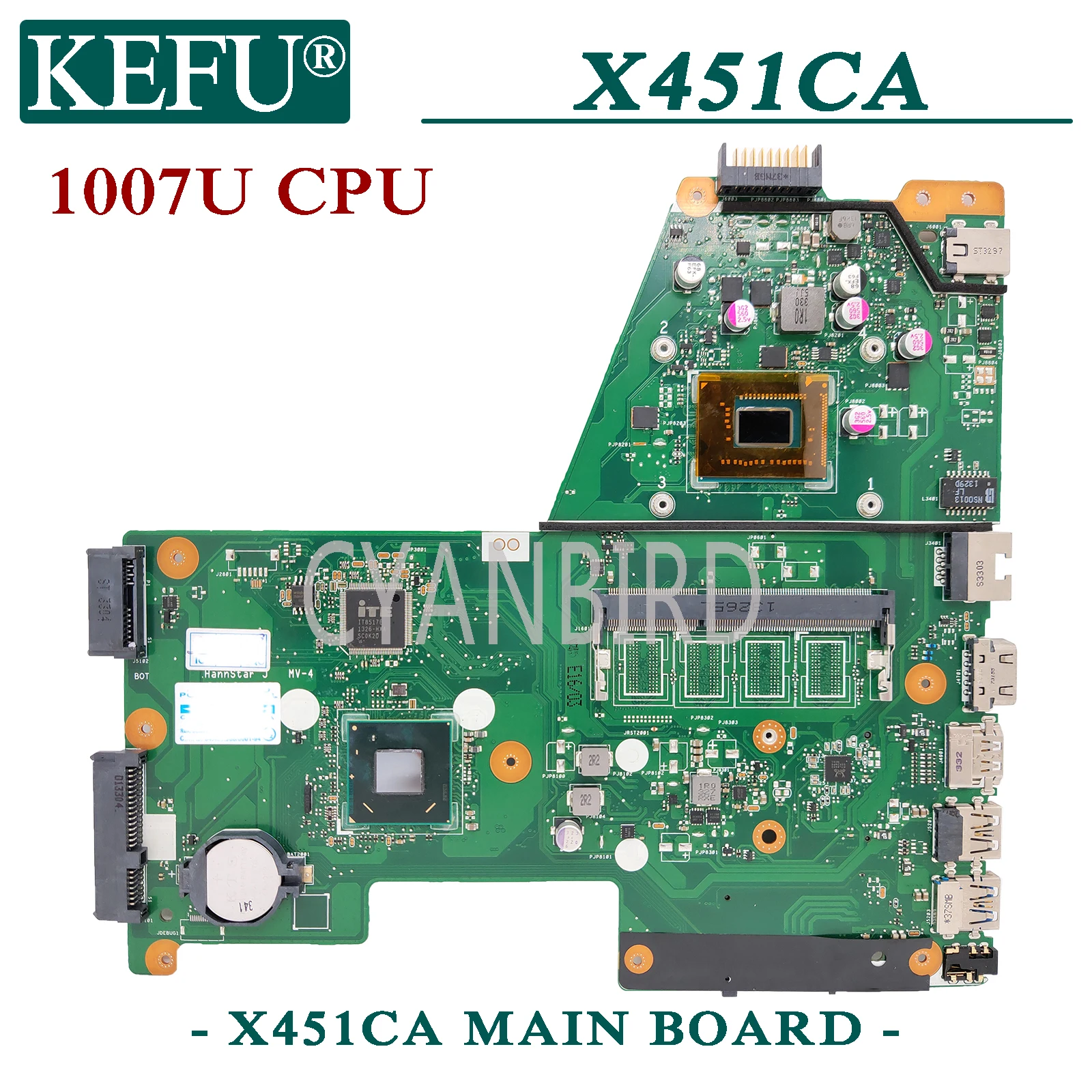 

KEFU X451CA оригинальная материнская плата ASUS X451CA X451C с 1007U материнская плата с процессором для ноутбука