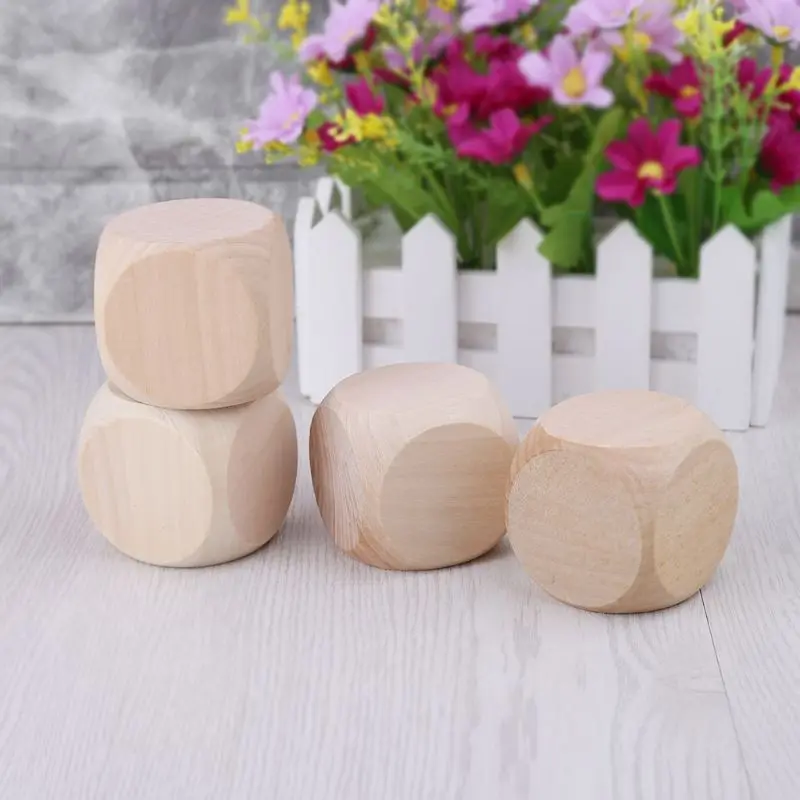 5 см 6 двухсторонняя пустое дерево кости вечерние Семья DIY игры печать гравировка