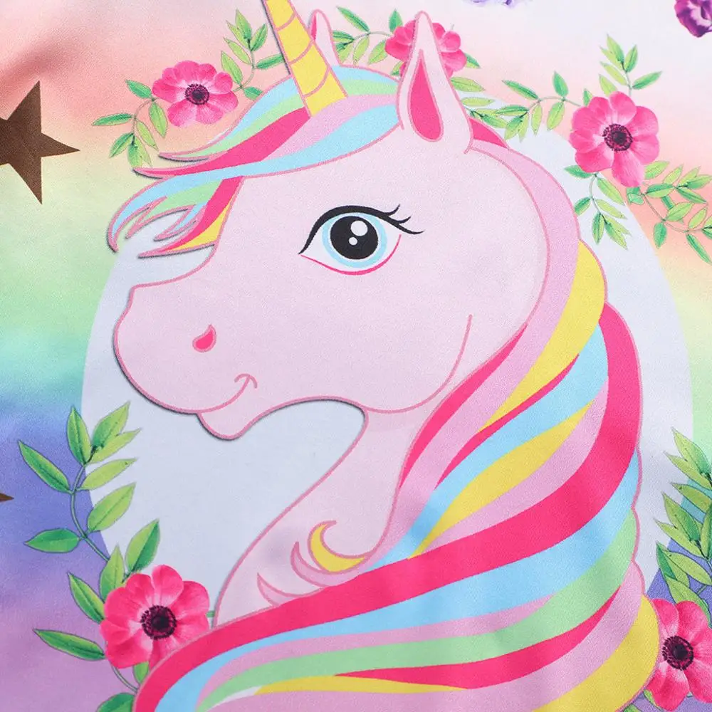 

PatPat 2020 New Arrival Summer Pretty Unicorn and Flower Print Sleeveless Dress Kids Children Clothes