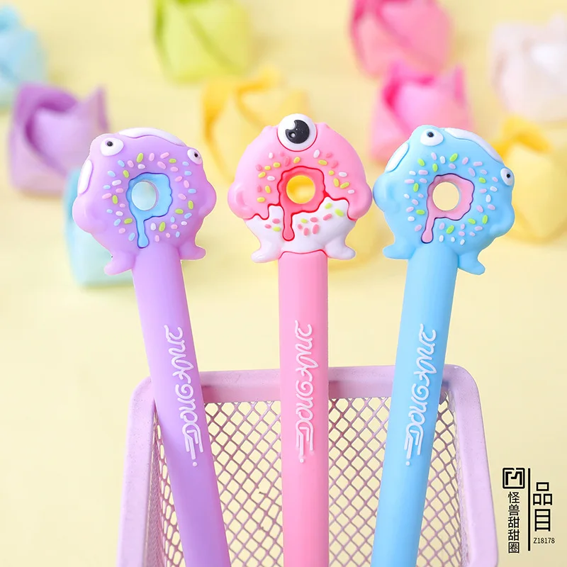 48 шт. Kawaii гелевые ручки Монстр пончик черных гелевых ручек молочного цвета для