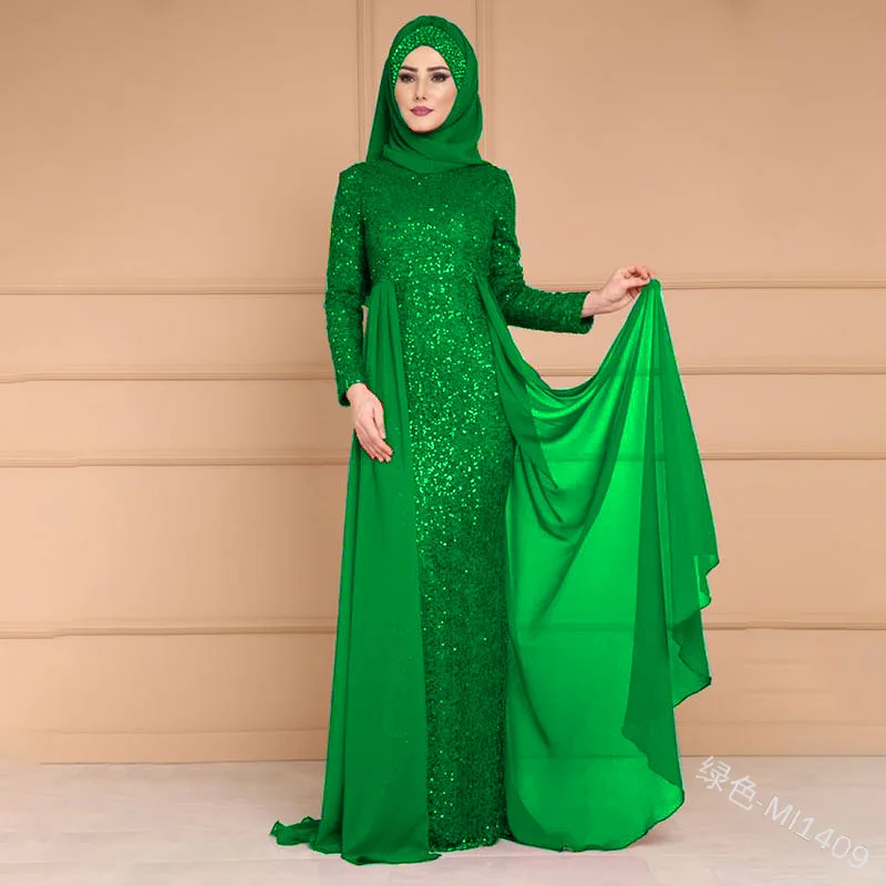 

Spring 2020 new sequin skirt women noble temperament famous sweet slim long-sleeved dress SC1409
