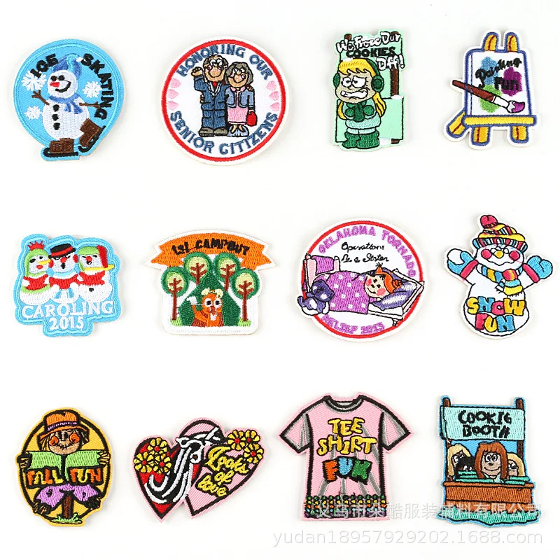

20pcs/lot 3M Adhesive Christmas Embroidery Patches Clothing Accessories Biker Transfer Applique Gift for Wedding Guest Favor