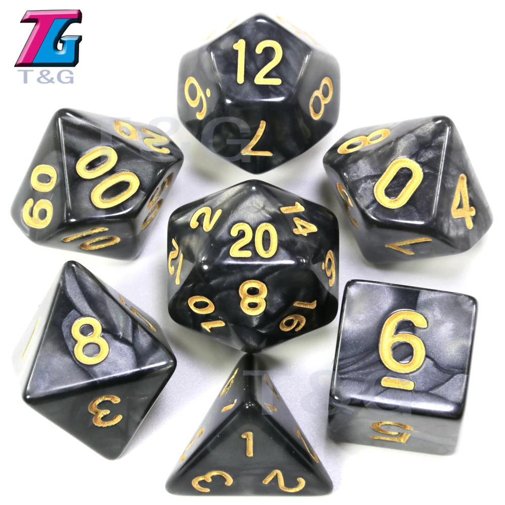 D & 7 шт./компл. T G многогранные RPG игры игральные кости с мраморным эффектом D4 D20