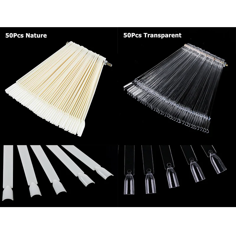 1 Набор накладных насадок для ногтей натуральный прозрачный Черный Веер пальцев