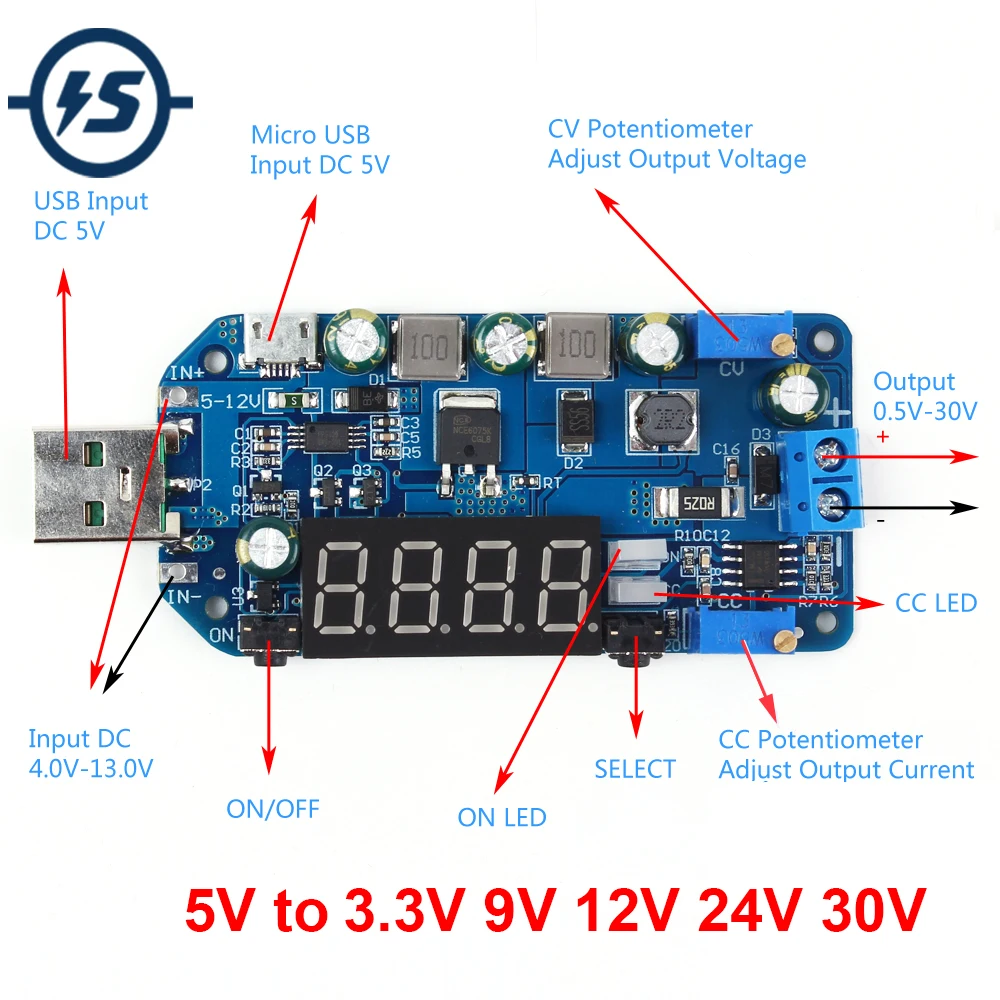 DC повышающий понижающий преобразователь напряжения Регулируемый модуль питания