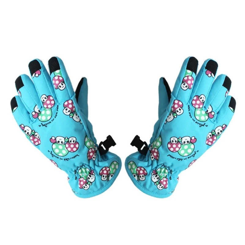 

Детские зимние теплые лыжные перчатки для малышей с мультяшным принтом грибов термальные плюшевые спортивные велосипедные детские варежк...